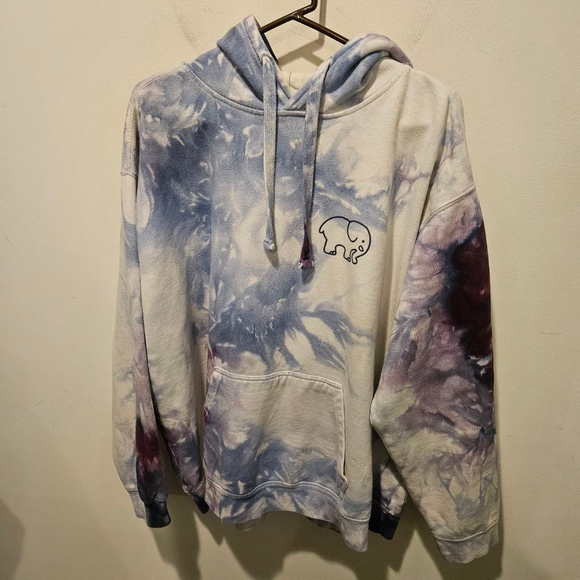 Women's Ivory Ella Tie-Dye Hoodie XL White Blue Purple - Picture 3 of 8
